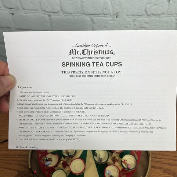 Mr. Christmas Spinning Tea Cups Nottingham Fair Animated Musical Holiday Decor - Picture 12 of 12